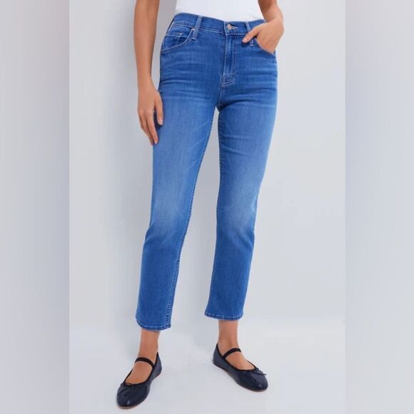 MOTHER Lhasa Love The Mid Rise Rider Ankle Cropped Straight Jeans, Size 27 - Picture 2 of 15